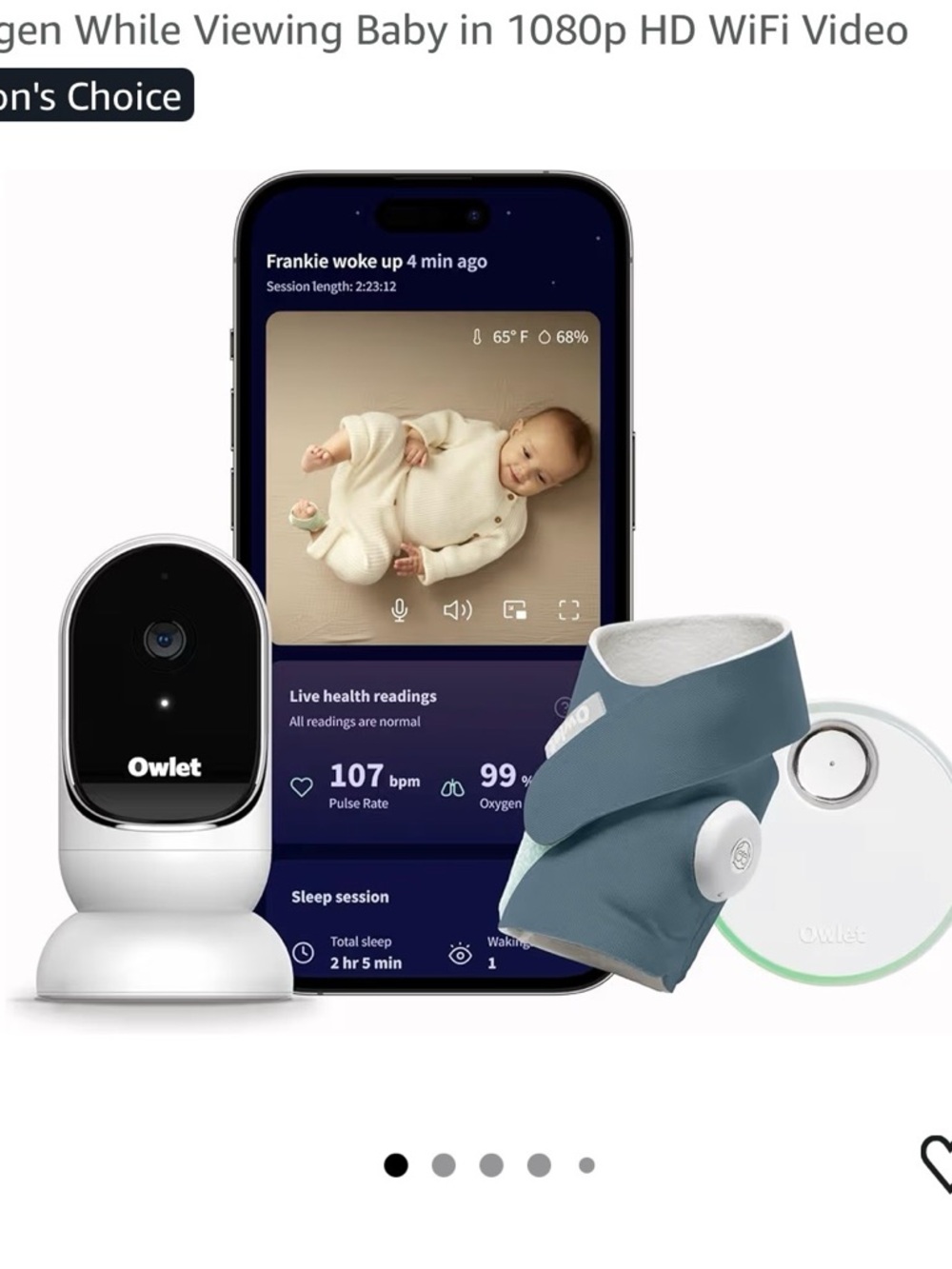 Owlet Dream Duo Smart Baby Monitor with Blue Dream Sock